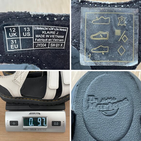 Dr. Martens Shoes Junior 13 Klaire Leather Strap Sandals White T Lamper Doc - Picture 16 of 16